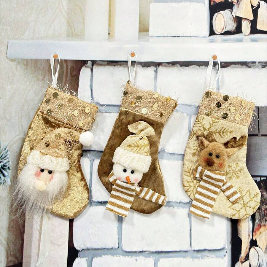 Christmas Stocking Hanging - 3 buah stoking dekorasi Natal, hiasan