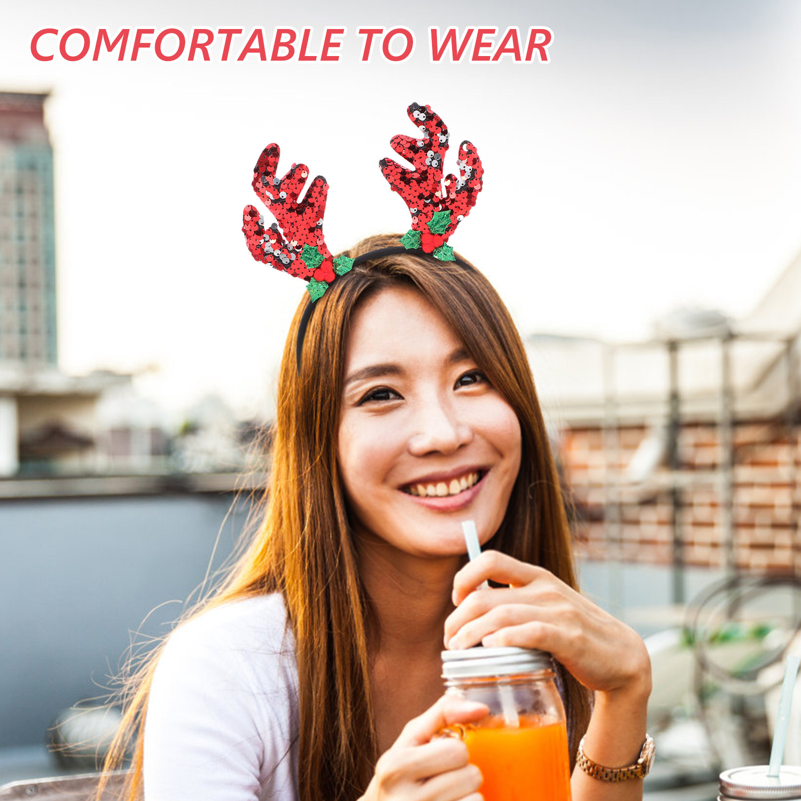 Bando Rambut Rusa Natal yang L - Reindeer Antlers Headband ulasan dan harga