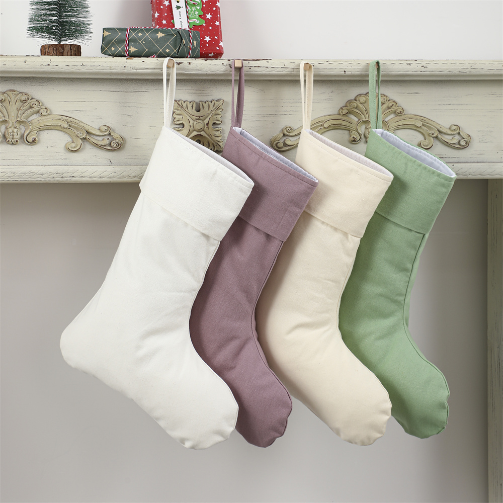 Kaus Kaki Natal Linen Polos Al - Christmas Stocking Hanging ulasan dan harga