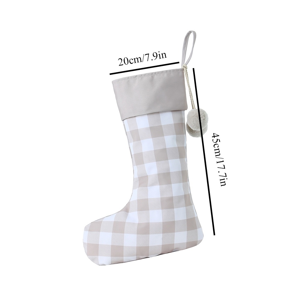 Kaus Kaki Natal Bermotif Kotak - Christmas Stocking Hanging ulasan dan harga